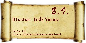 Blocher Iréneusz névjegykártya